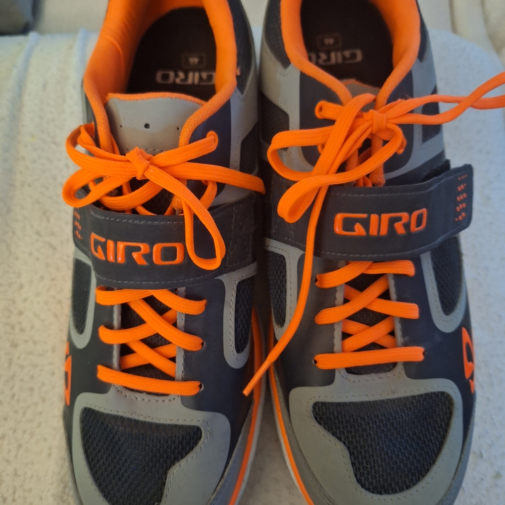Giro Men's Peloton Bike Sneakers - Vibrant Orange and Gray Size 12